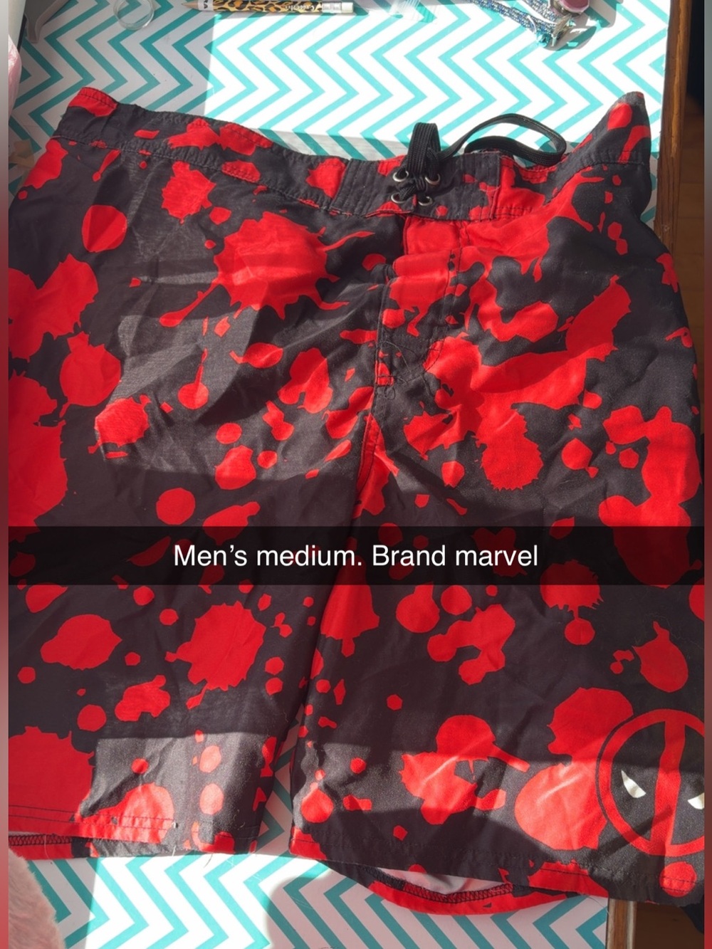 Marvel Men’s Deadpool Graphic Swim Board Shorts